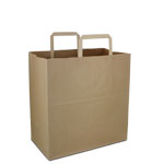 Flat Handle Shopping Bags - Natural Brown Kraft